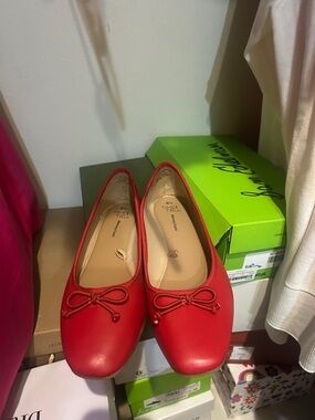 Time and Tru Red Bow Ballet Flats